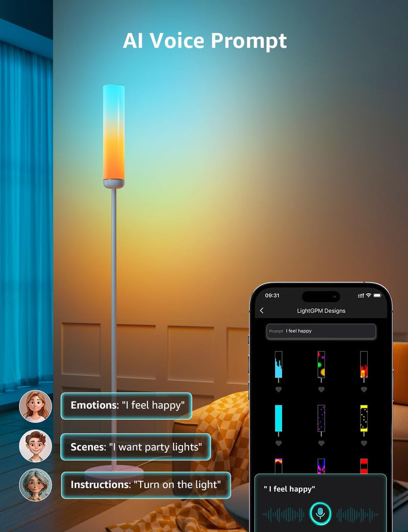 Ai Smart Floor Lamp 1000lm RGB+ic Warm LED