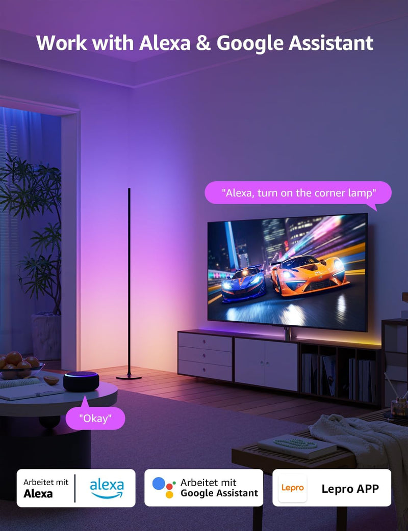 Ai Smart Floor Lamp 1000lm RGB+ic Warm LED