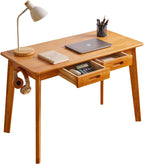 Wood Writing Desk with Drawer and Hanging Rod