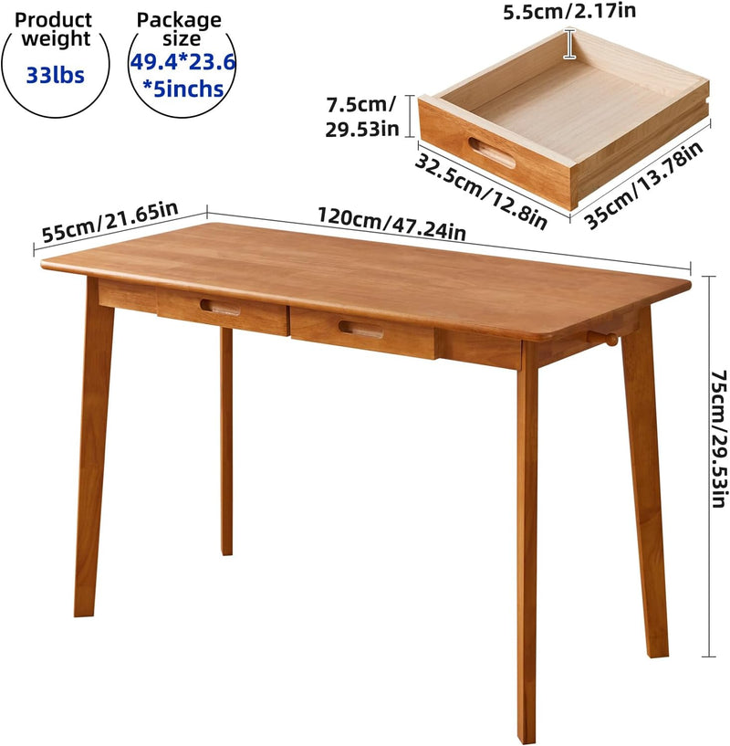 Wood Writing Desk with Drawer and Hanging Rod