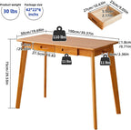Wood Writing Desk with Drawer and Hanging Rod