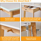 Wood Writing Desk with Drawer and Hanging Rod