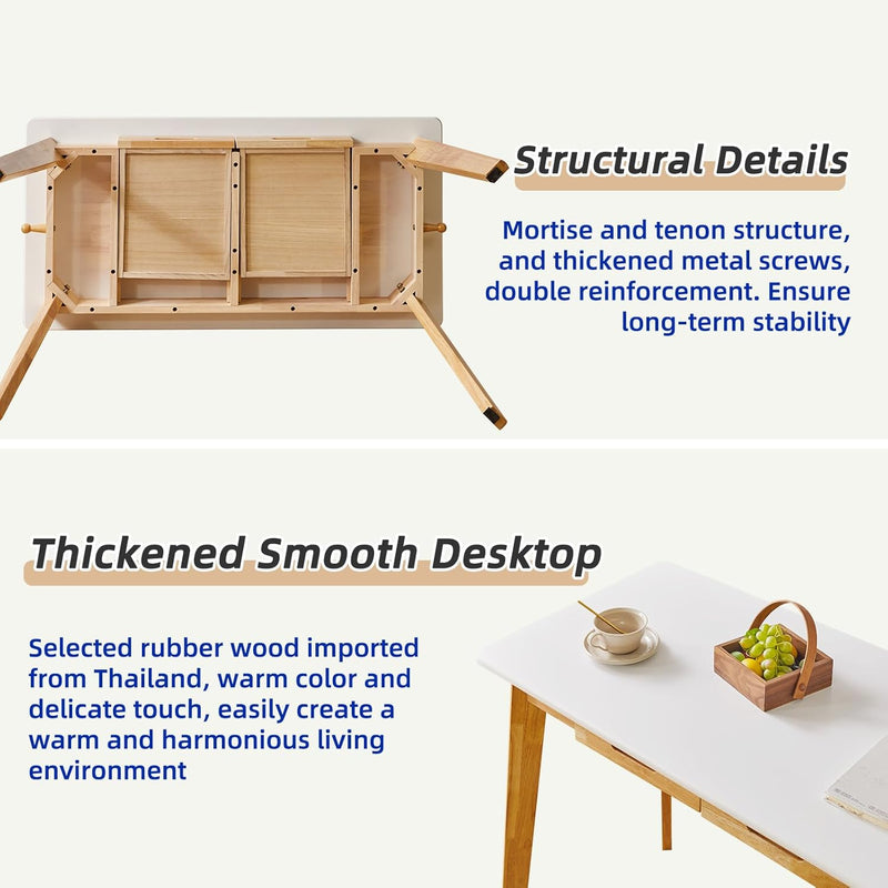Wood Writing Desk with Drawer and Hanging Rod
