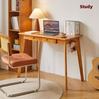 Wood Writing Desk with Drawer and Hanging Rod