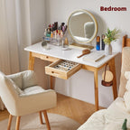 Wood Writing Desk with Drawer and Hanging Rod