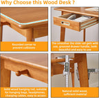Wood Writing Desk with Drawer and Hanging Rod