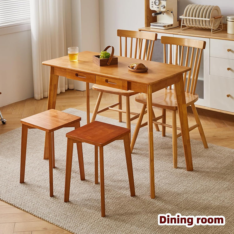 Wood Writing Desk with Drawer and Hanging Rod