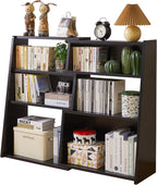 Wooden Extendable Shelf Bookcase Bookshelf Storage with 6