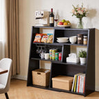 Wooden Extendable Shelf Bookcase Bookshelf Storage with 6