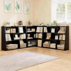 Wooden Extendable Shelf Bookcase Bookshelf Storage with 6