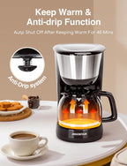 Aigostar Filter Coffee Maker with 40-Min Keep Warm