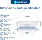 Aigostar LED Ceiling Light 18W Daylight Lights 6500K