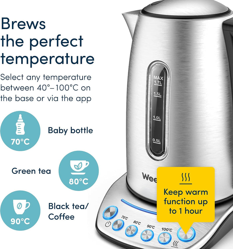 Alexa Smart Kettle Temperature Control 1.7L Stainless Steel