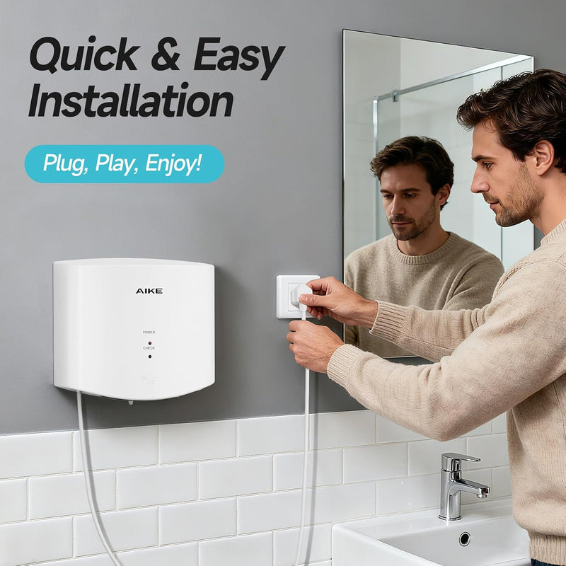 Alke Air Wiper Compact Hand Dryer for Bathrooms