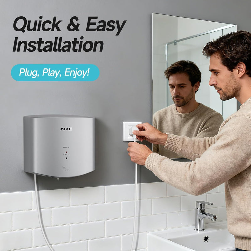 Alke Air Wiper Compact Hand Dryer for Bathrooms