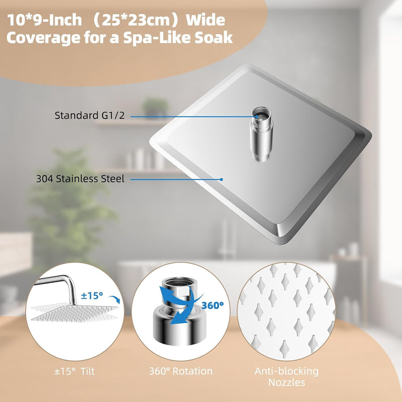 All Metal Rainfall Shower Set 4 Modes Handheld