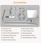 All Metal Rainfall Shower Set 4 Modes Handheld