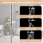 All Metal Rainfall Shower Set 4 Modes Handheld