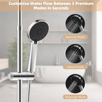 All Metal Rainfall Shower Set 4 Modes Handheld