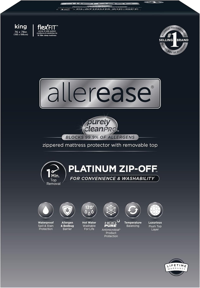 Allerease Platinum Zip-Off Top Waterproof Mattress Protector