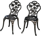 Aluminium Garden Chairs Rose Design Antique Style (Set of 2)