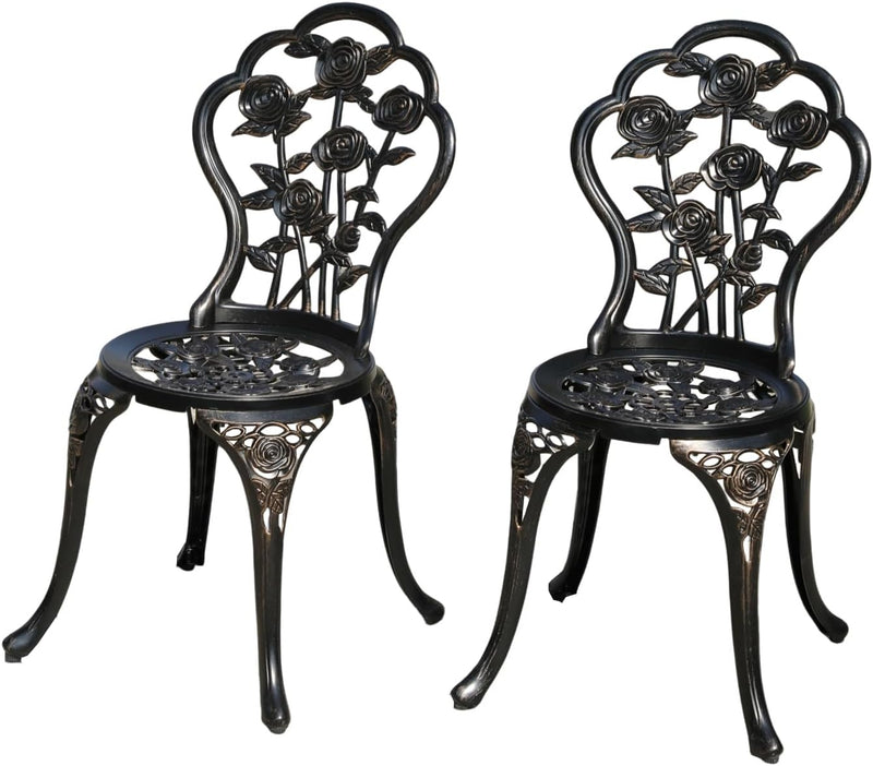 Aluminium Garden Chairs Rose Design Antique Style (Set of 2)