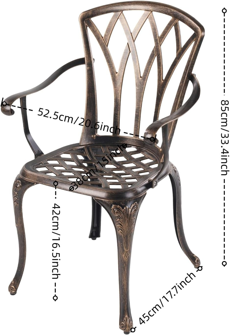 Aluminium Garden Chairs Rose Design Antique Style (Set of 2)