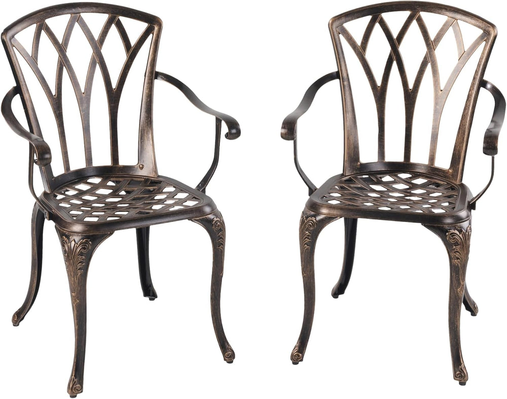 Aluminium Garden Chairs Rose Design Antique Style (Set of 2)