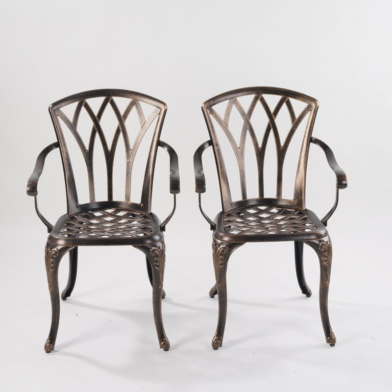 Aluminium Garden Chairs Rose Design Antique Style (Set of 2)