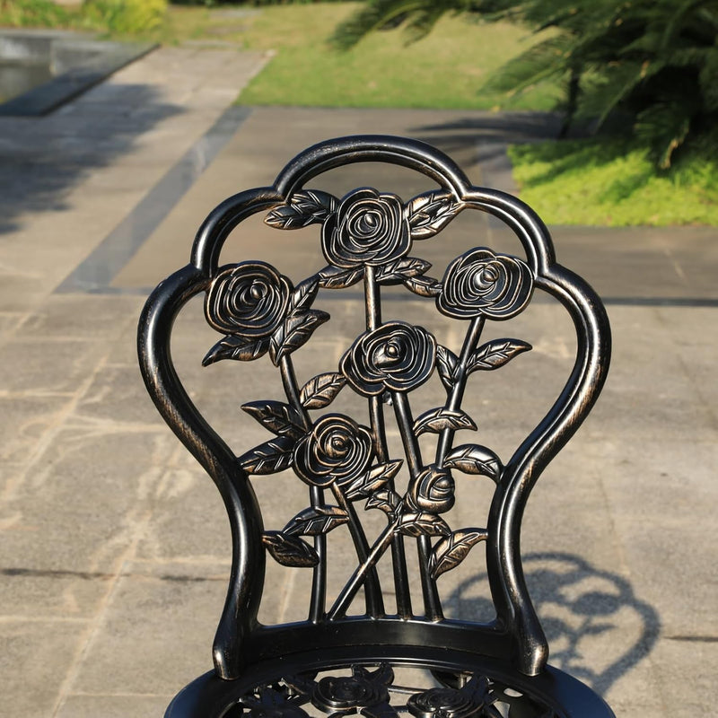 Aluminium Garden Chairs Rose Design Antique Style (Set of 2)