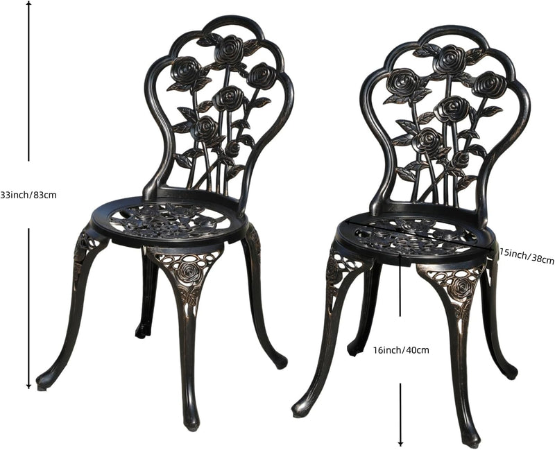 Aluminium Garden Chairs Rose Design Antique Style (Set of 2)