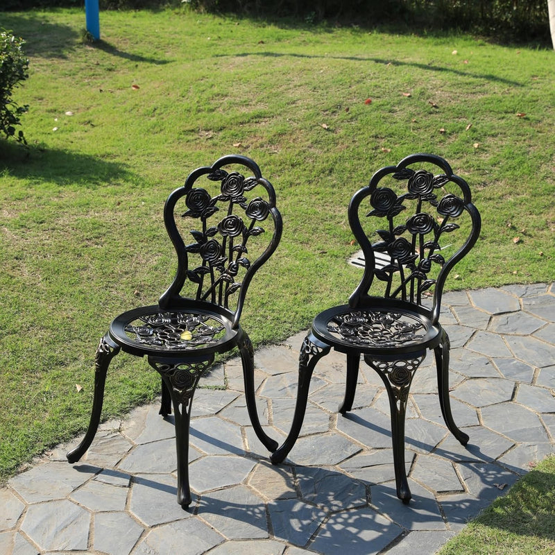 Aluminium Garden Chairs Rose Design Antique Style (Set of 2)