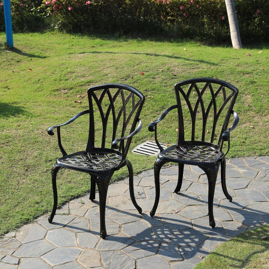 Aluminium Garden Chairs Rose Design Antique Style (Set of 2)