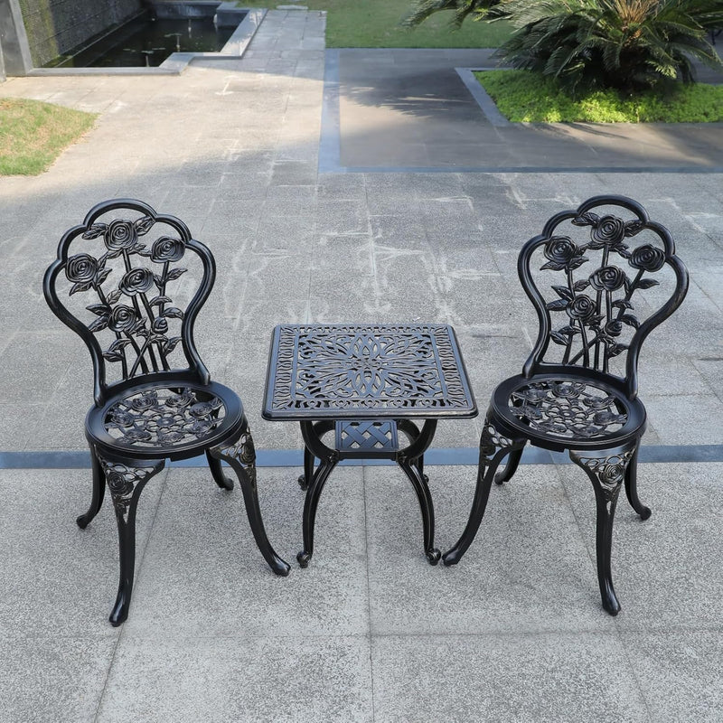 Aluminium Garden Chairs Rose Design Antique Style (Set of 2)