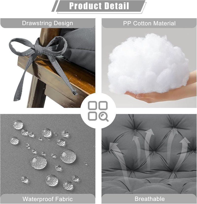 Garden Swing Cushions 3 Seater Waterproof Bench Cushion