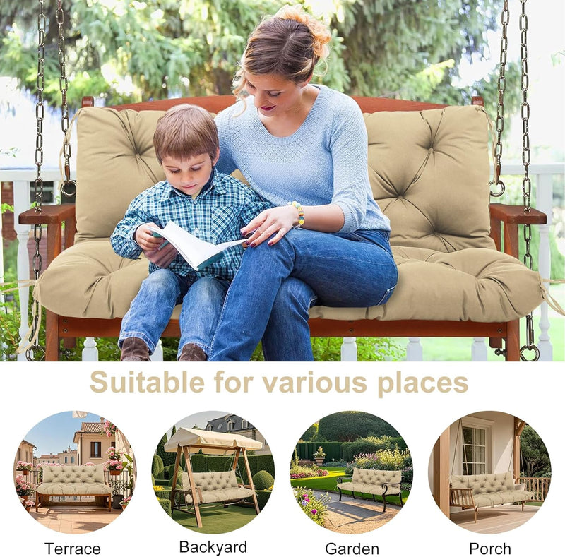 Garden Swing Cushions 3 Seater Waterproof Bench Cushion