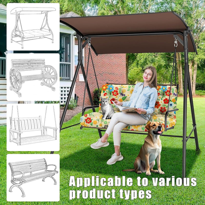 Garden Swing Cushions 3 Seater Waterproof Bench Cushion