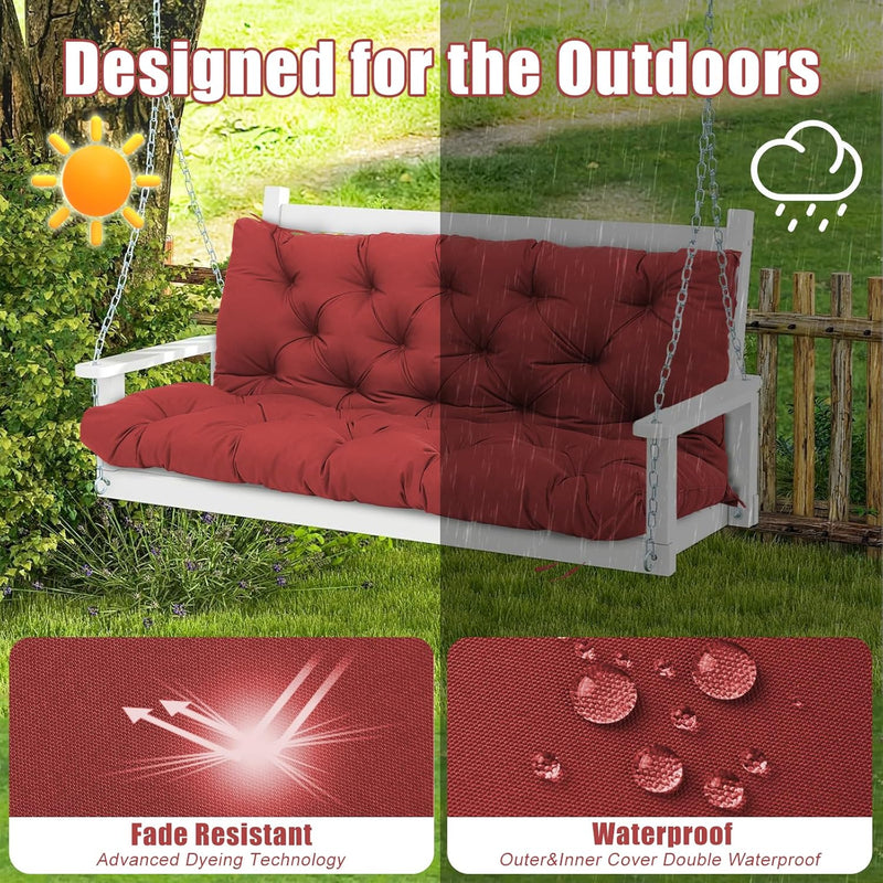 Garden Swing Cushions 3 Seater Waterproof Bench Cushion