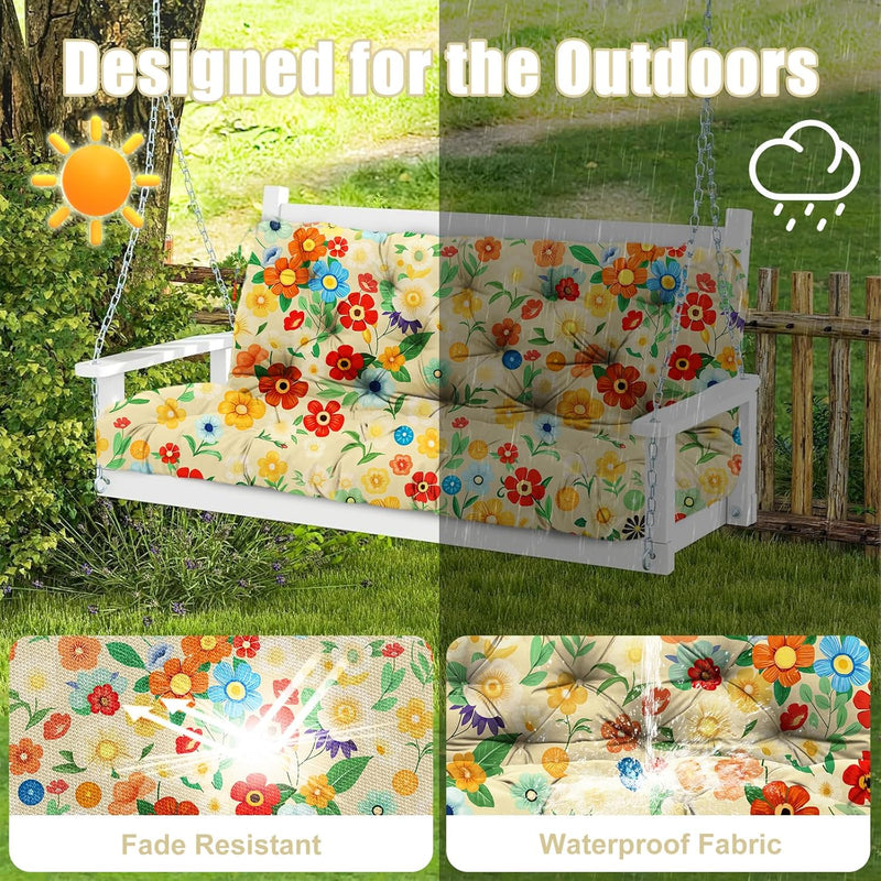 Garden Swing Cushions 3 Seater Waterproof Bench Cushion