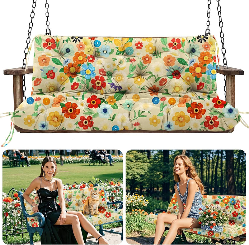 Garden Swing Cushions 3 Seater Waterproof Bench Cushion