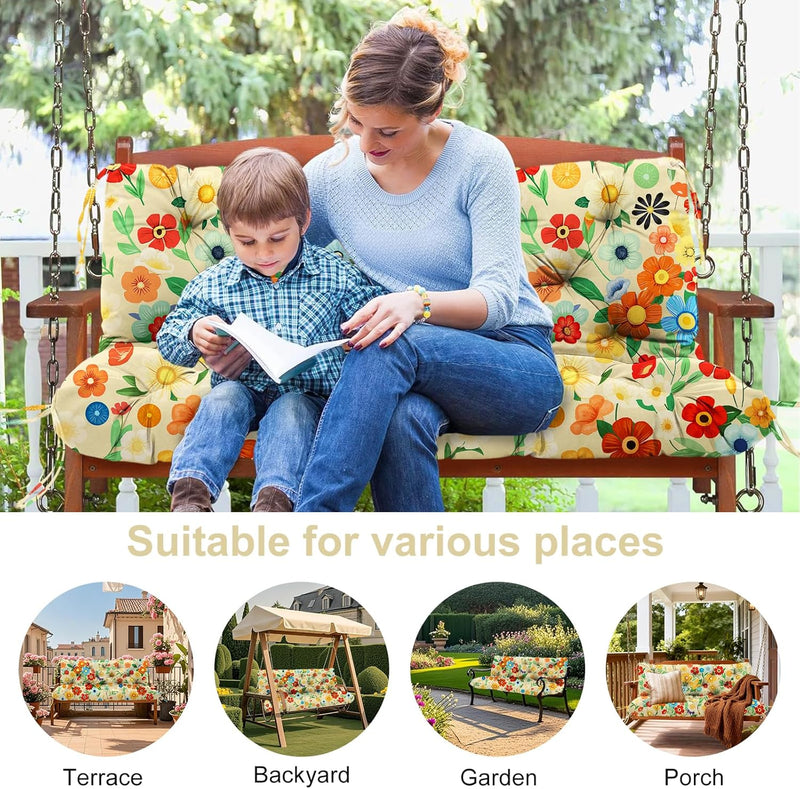 Garden Swing Cushions 3 Seater Waterproof Bench Cushion