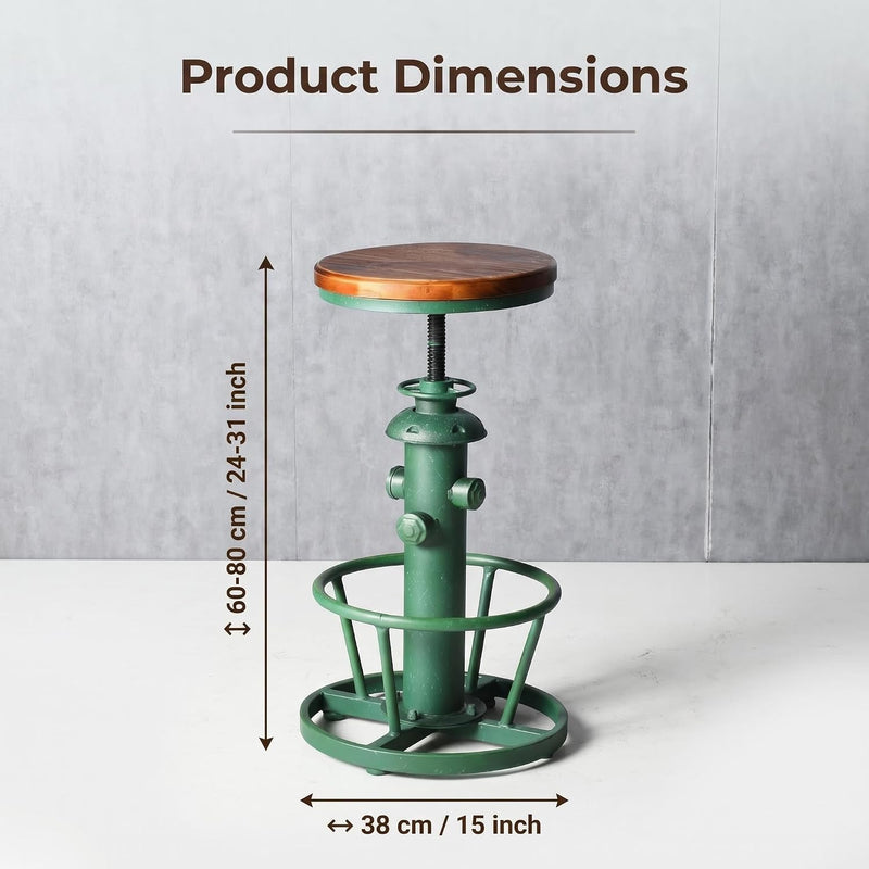 Industrial Round Bottom Adjustable Height Cafe Coffee Retro
