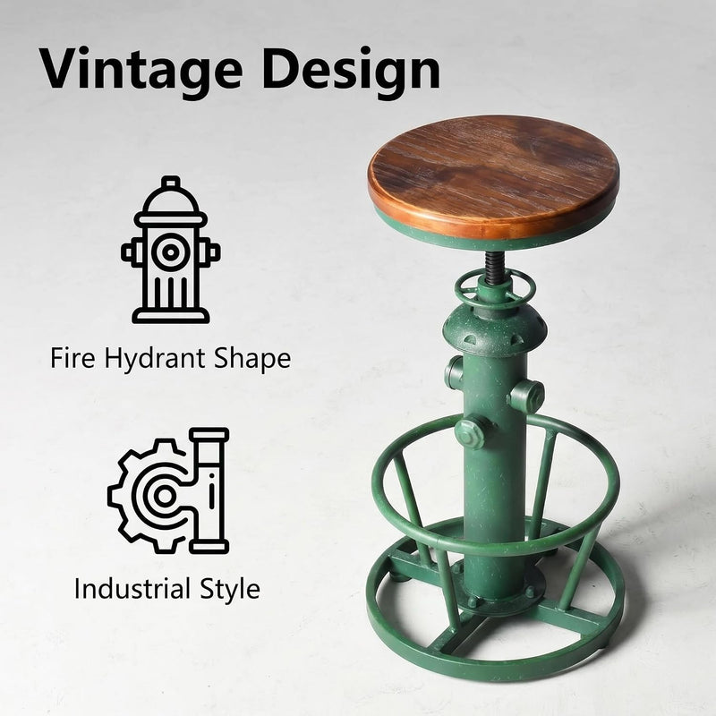 Industrial Round Bottom Adjustable Height Cafe Coffee Retro