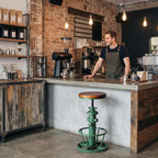 Industrial Round Bottom Adjustable Height Cafe Coffee Retro