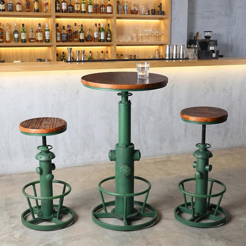 Industrial Round Bottom Adjustable Height Cafe Coffee Retro
