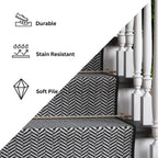 And Bordered Stair Carpet Flecked Striped Stain Resistant