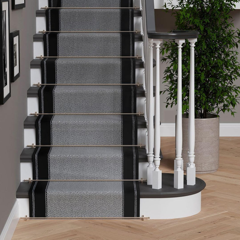 And Bordered Stair Carpet Flecked Striped Stain Resistant