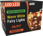 Ansio Fairy Lights Battery Operated 100 LED Copper