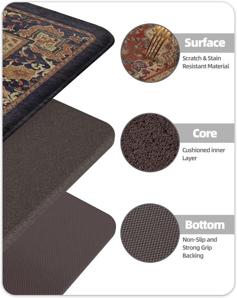 Kitchen Floor Mat Faded Vintage Anti Fatigue