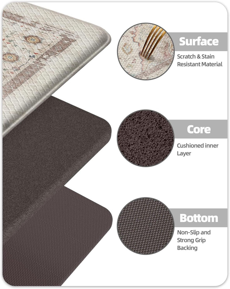 Kitchen Floor Mat Faded Vintage Anti Fatigue